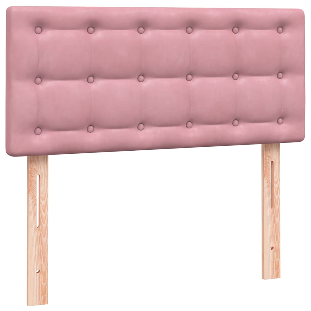 Box Spring krevet s madracem i LED ružičasti 90x220 cm baršunasti