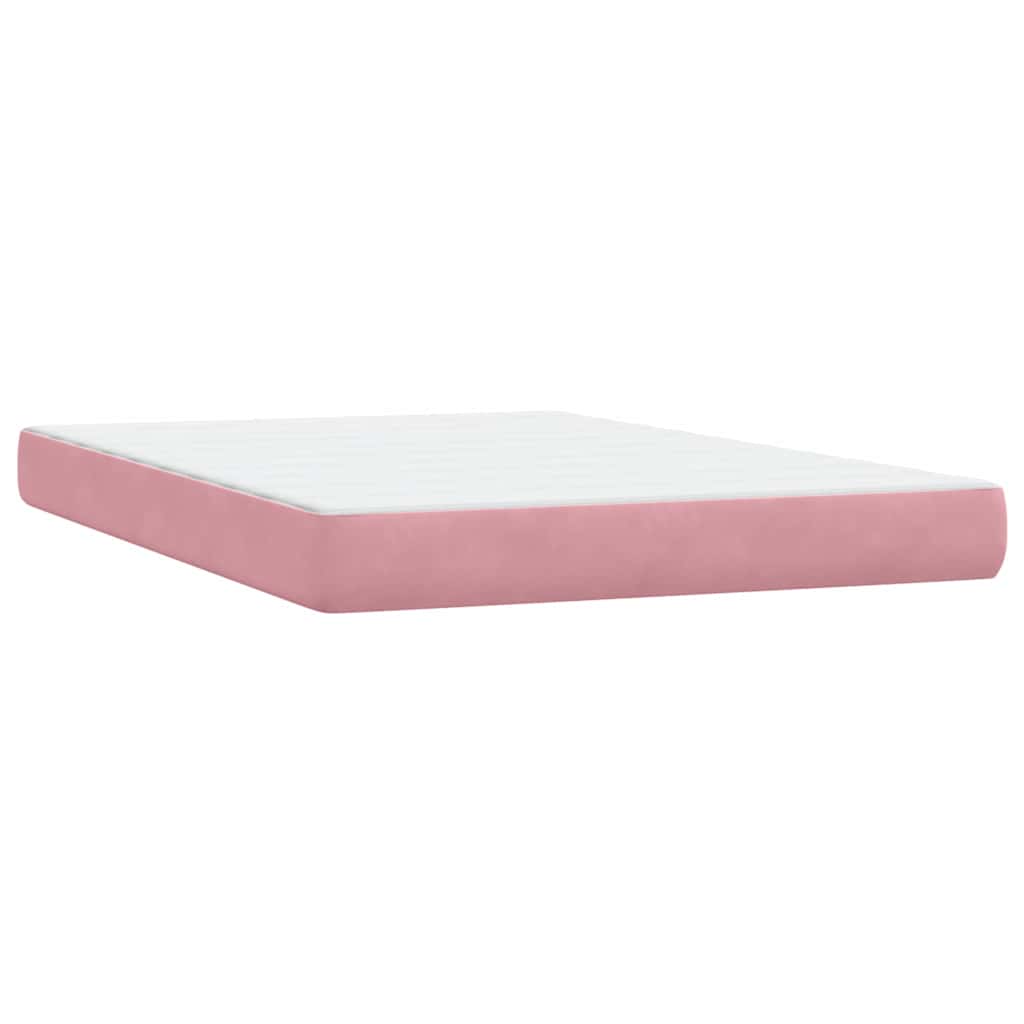 Box Spring krevet s madracem i LED ružičasti 160x220 cm baršun