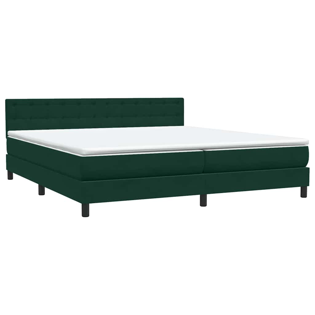 Box Spring krevet s madracem i LED tamno zeleni 180x220 cm baršun