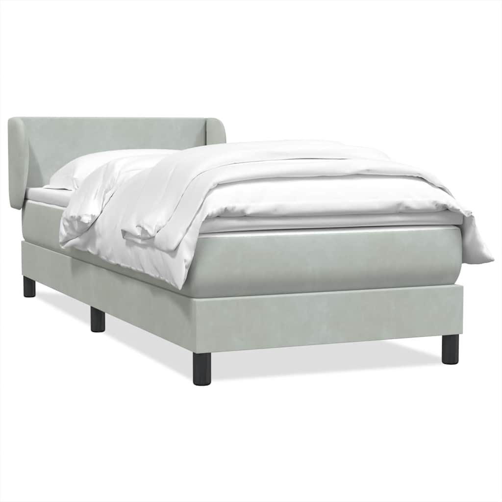 Box Spring krevet s madracem svijetlo sivi 90x210 cm baršun