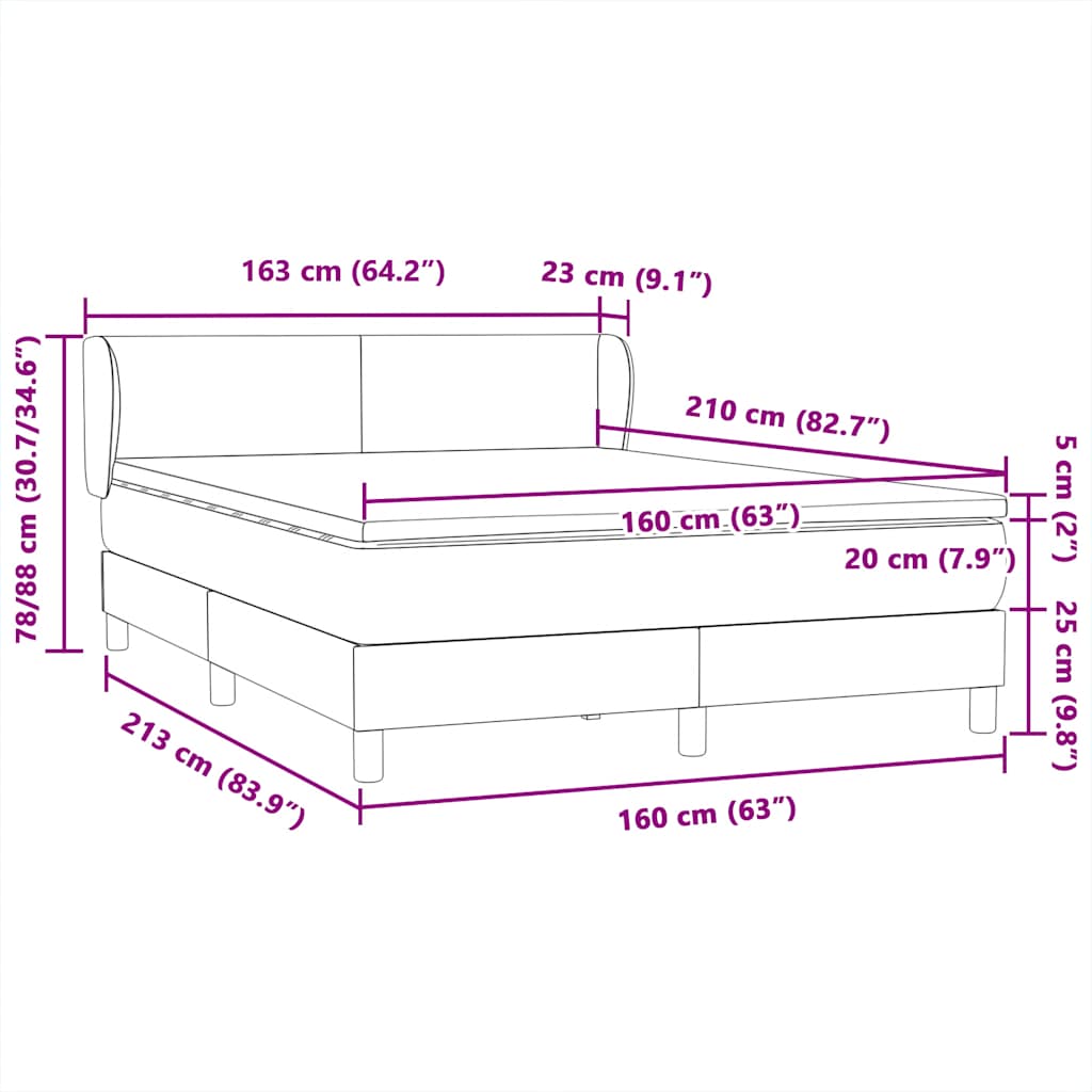 Box spring krevet s madracem crni 160x210 cm baršunasti