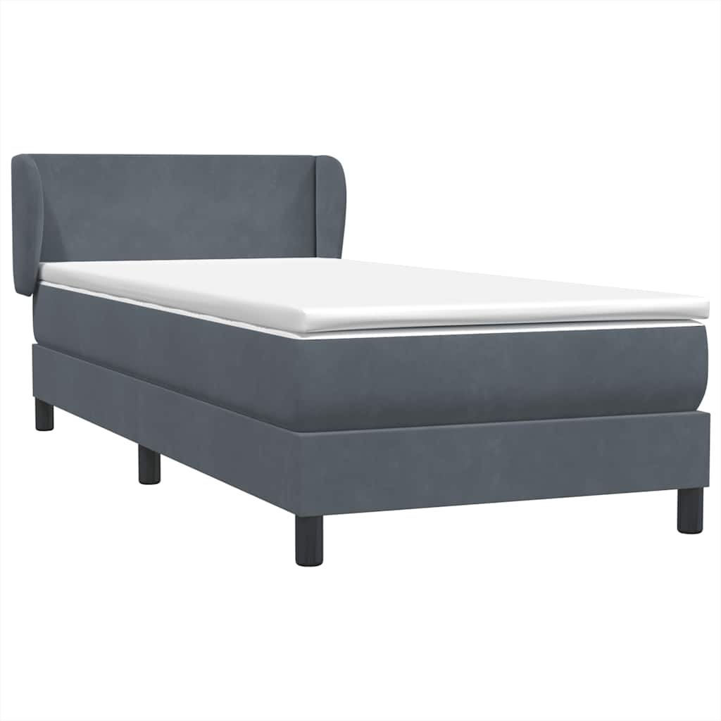 Box spring krevet s madracem tamnosivi 80 x 220 cm baršunasti