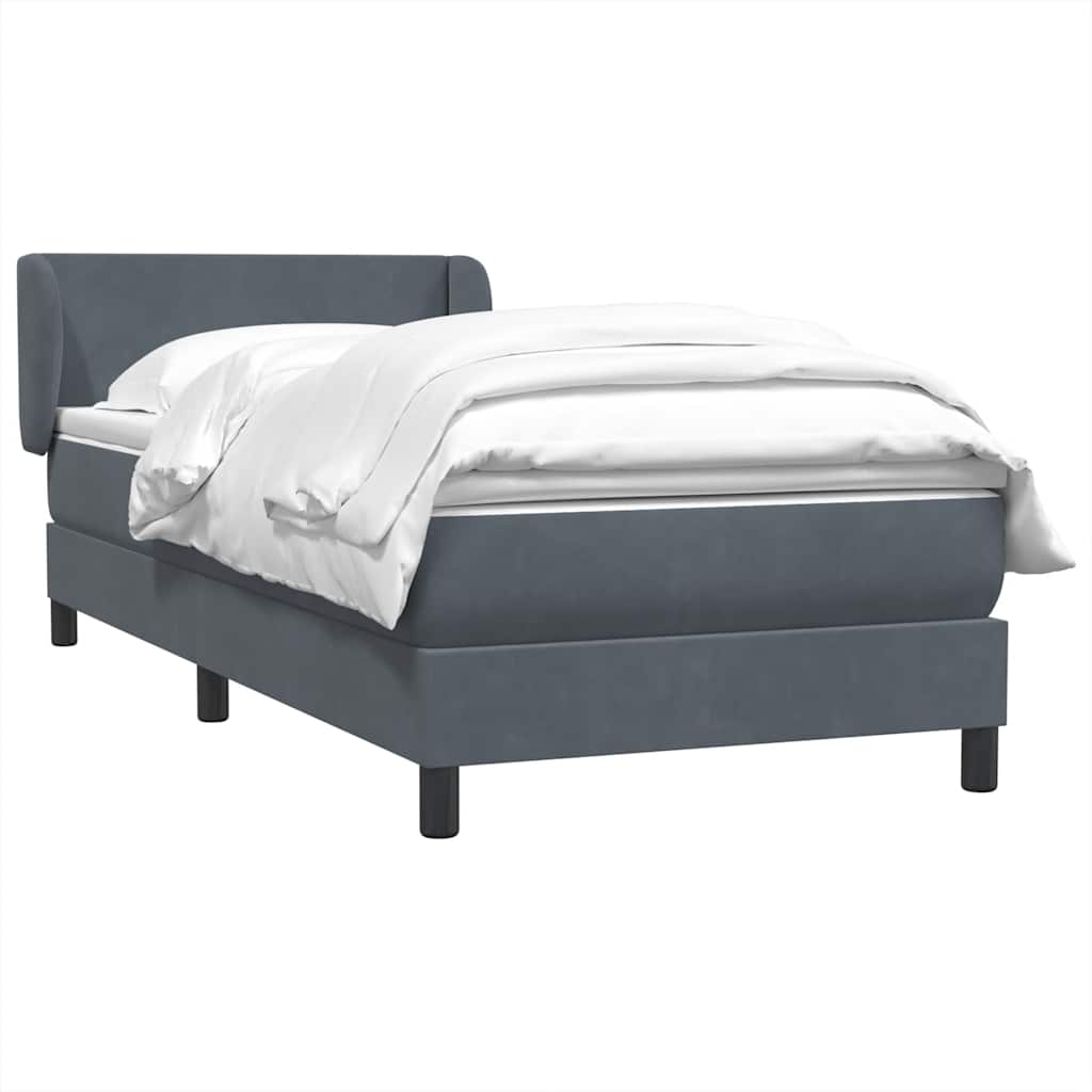 Box spring krevet s madracem tamnosivi 80 x 220 cm baršunasti