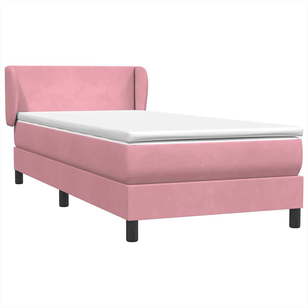 Box spring krevet s madracem ružičasti 90x220 cm baršunasti