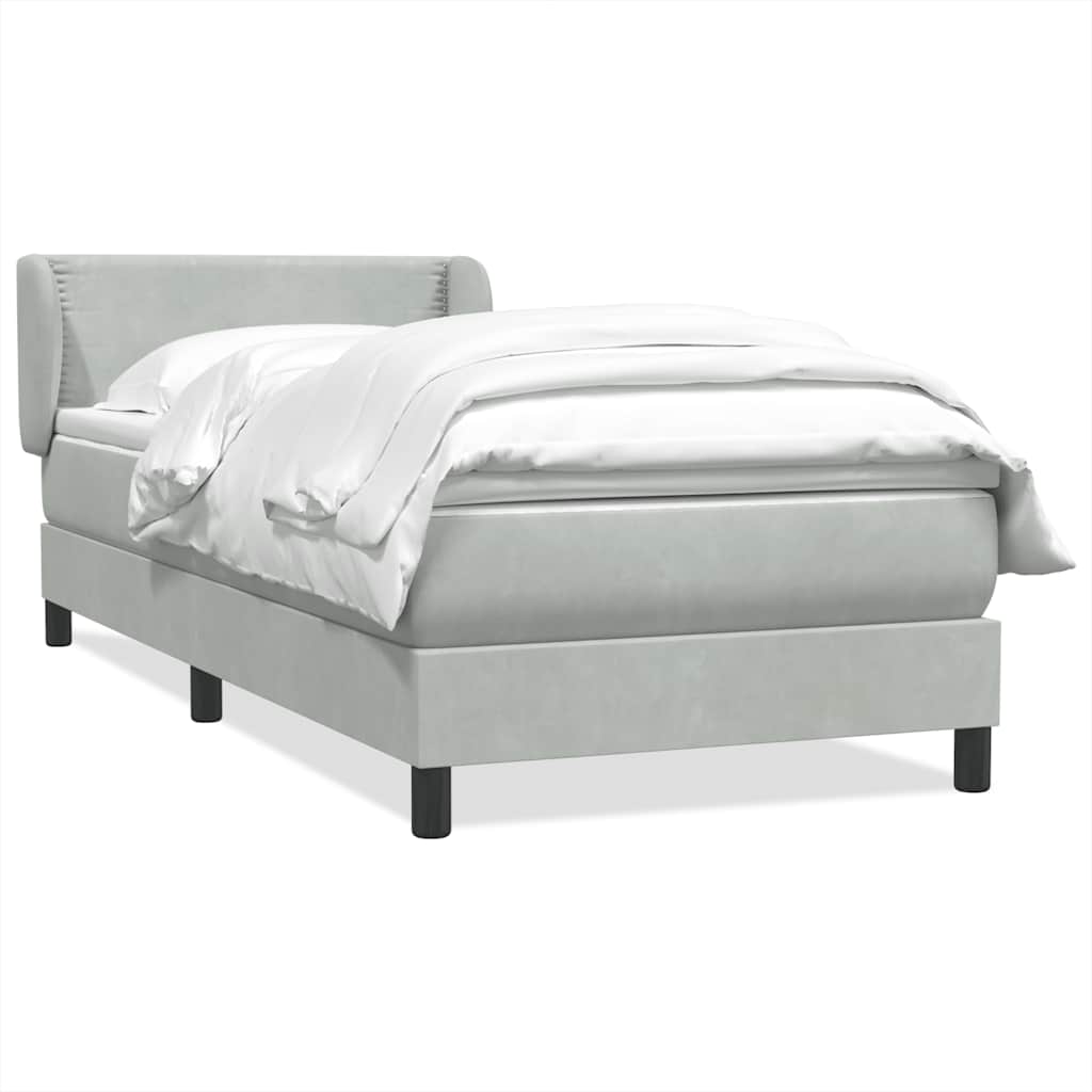 Box Spring krevet s madracem svijetlo sivi 80x210 cm baršun
