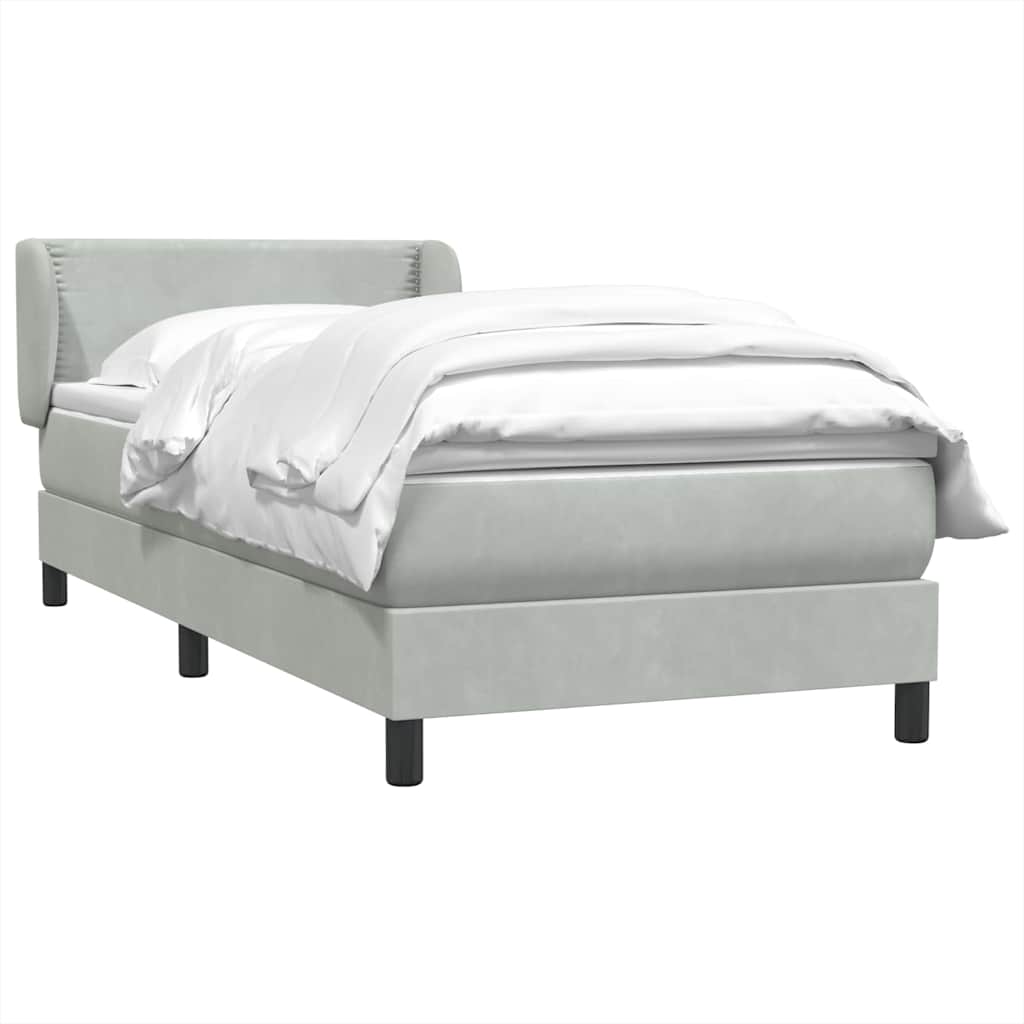 Box Spring krevet s madracem svijetlo sivi 80x210 cm baršun