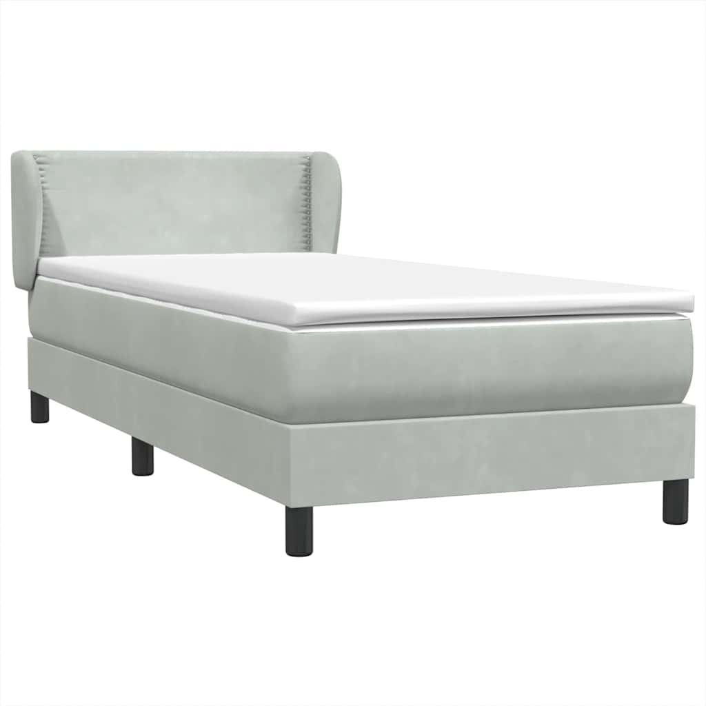 Box Spring krevet s madracem svijetlo sivi 80x210 cm baršun