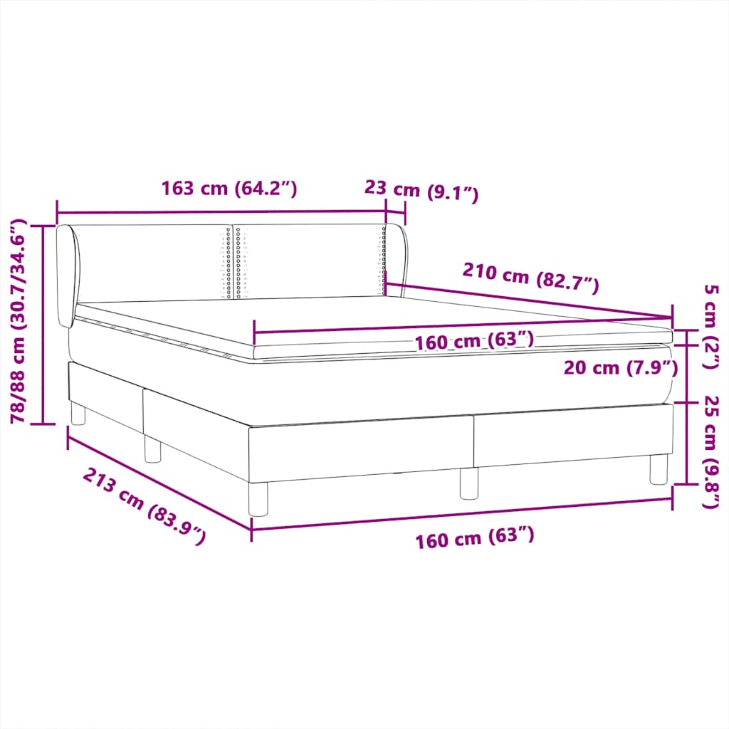 Box spring krevet s madracem crni 160x210 cm baršunasti