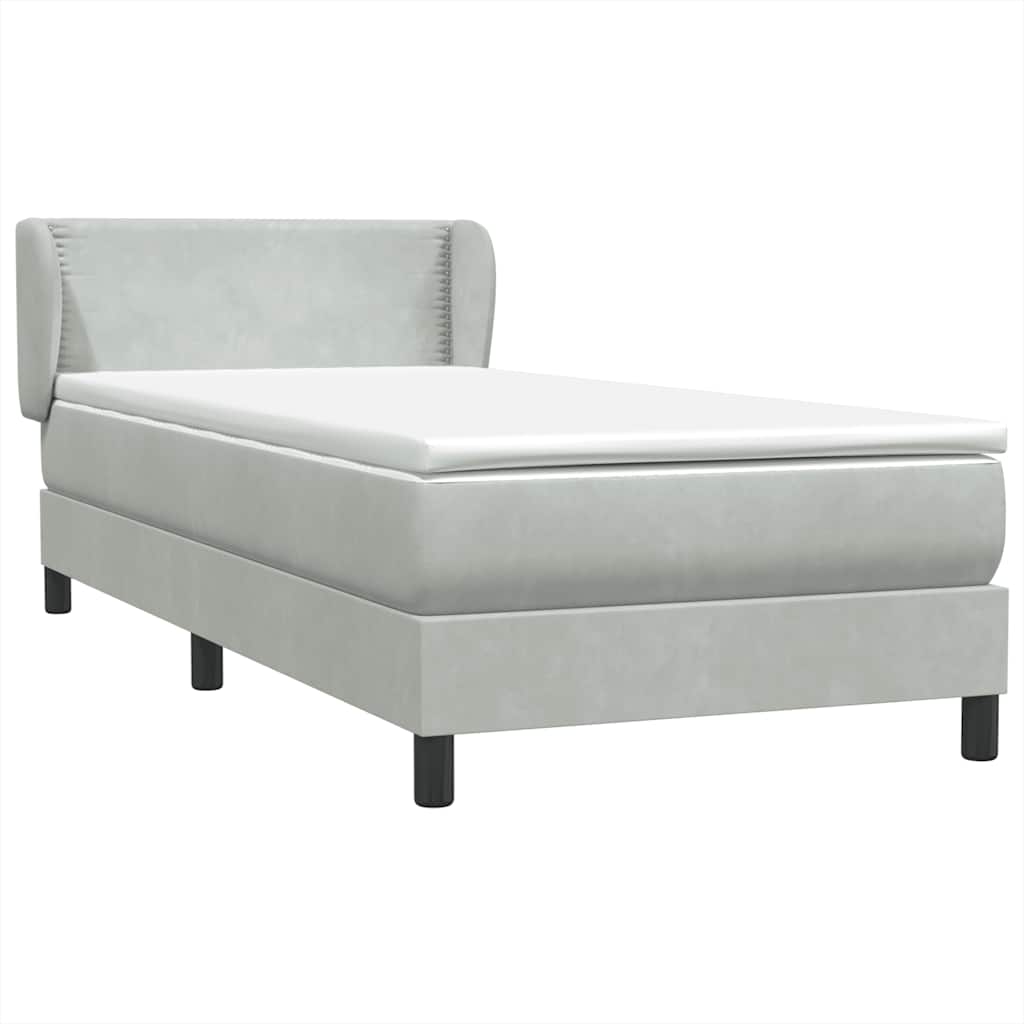 Box Spring krevet s madracem svijetlo sivi 80x220 cm samt