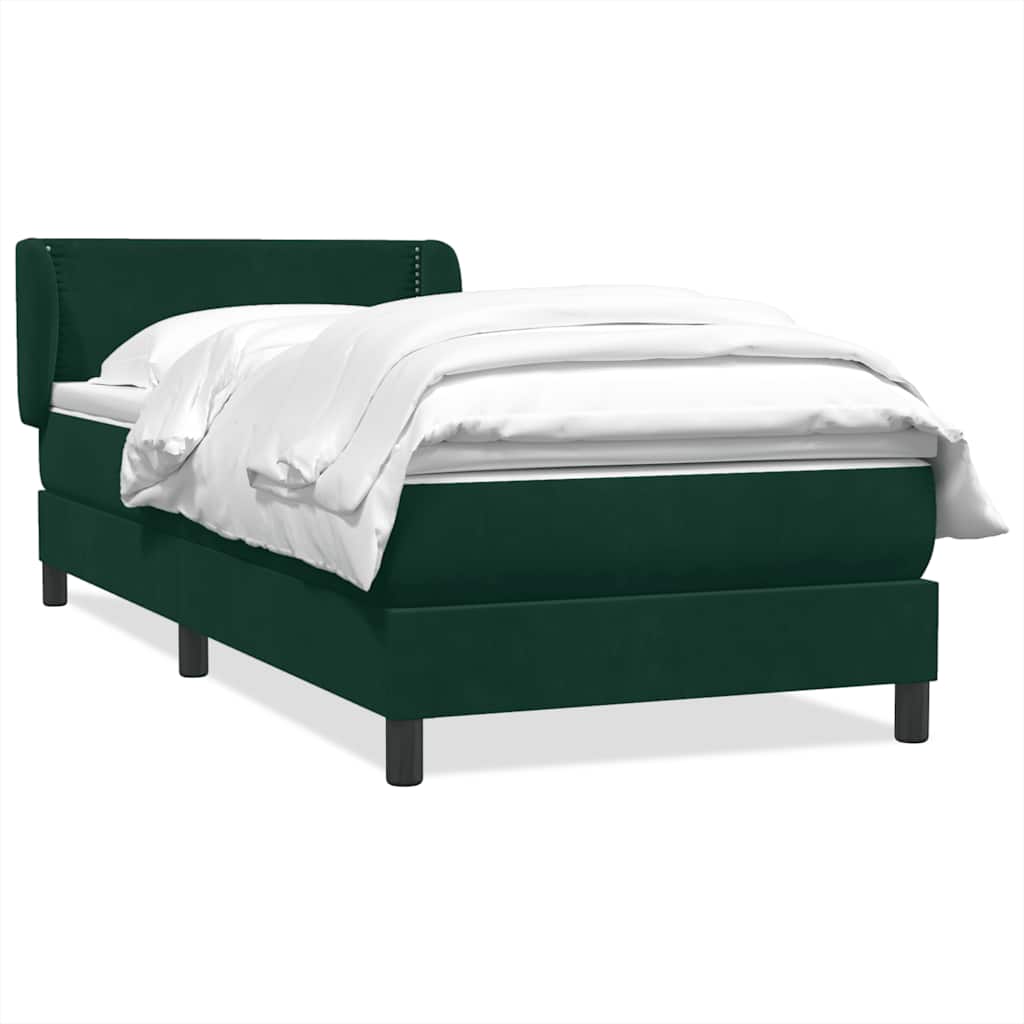 Box Spring krevet s madracem tamnozeleni 80x220 cm baršun