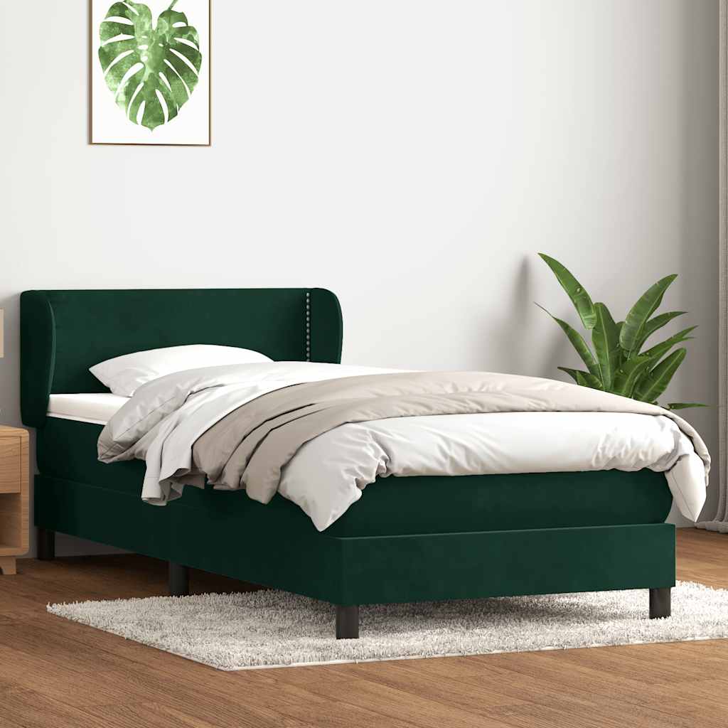 Box Spring krevet s madracem tamnozeleni 80x220 cm baršun
