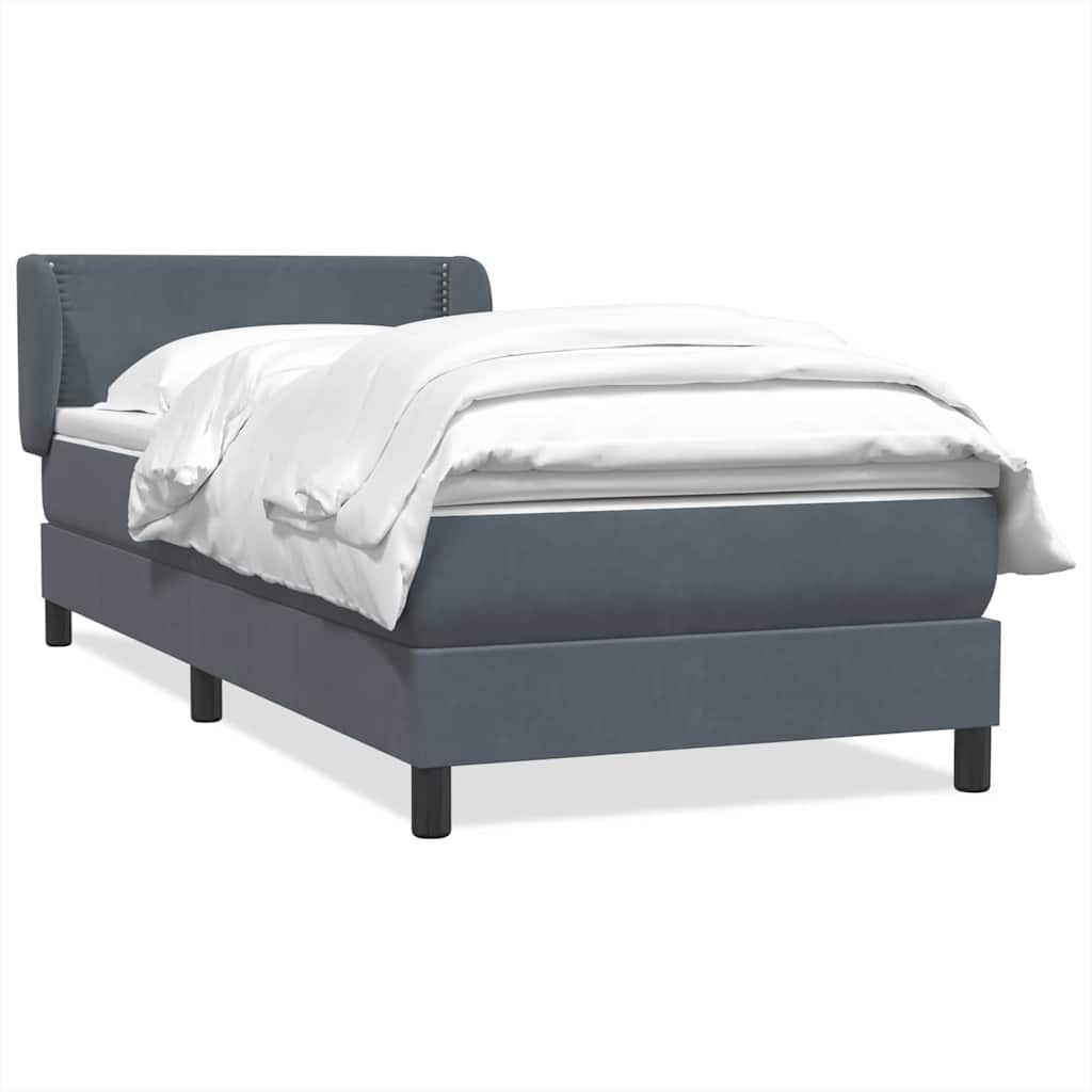 Box spring krevet s madracem tamnosivi 90x220 cm baršunasti