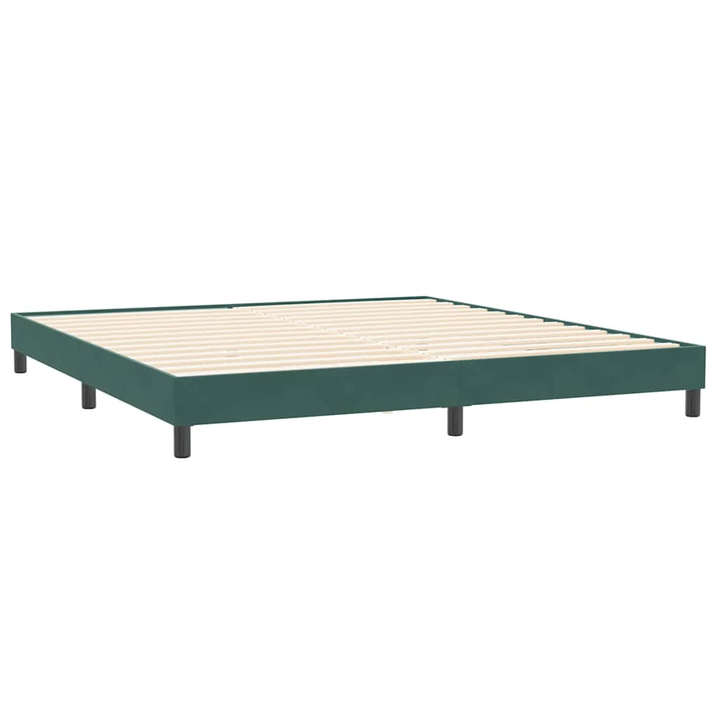 Krevet s oprugama s madracima tamno zeleni 180x220 cm baršun