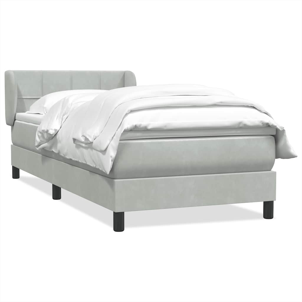 Box Spring krevet s madracem svijetlo sivi 80x210 cm baršun