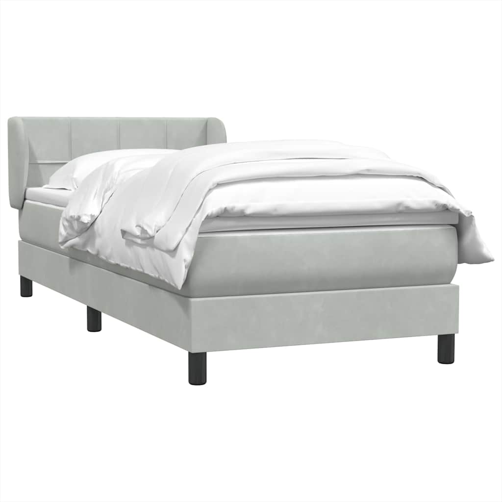 Box Spring krevet s madracem svijetlo sivi 80x210 cm baršun