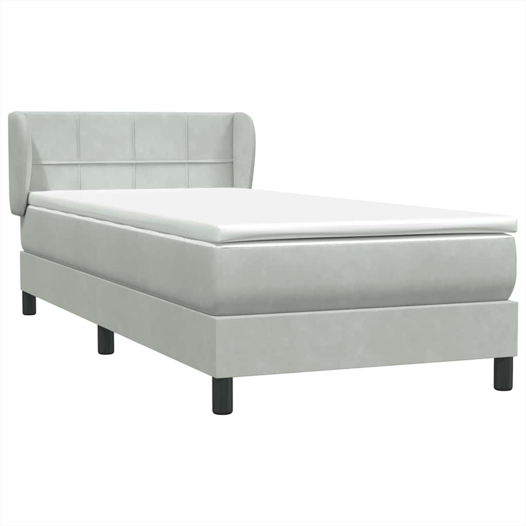 Box Spring krevet s madracem svijetlo sivi 80x210 cm baršun