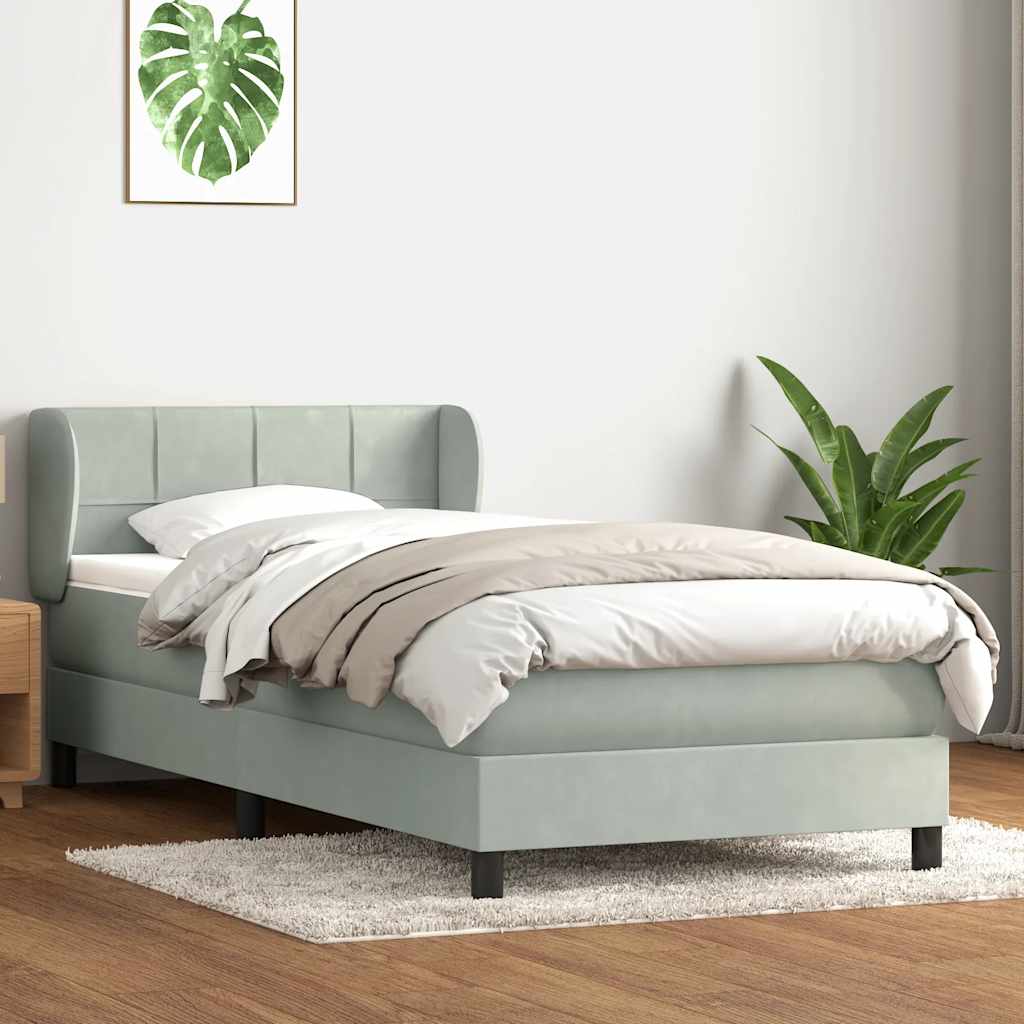 Box Spring krevet s madracem svijetlo sivi 80x210 cm baršun