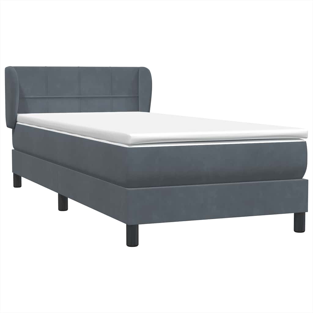 Box Spring krevet s madracem tamno sivi 80x210 cm baršun