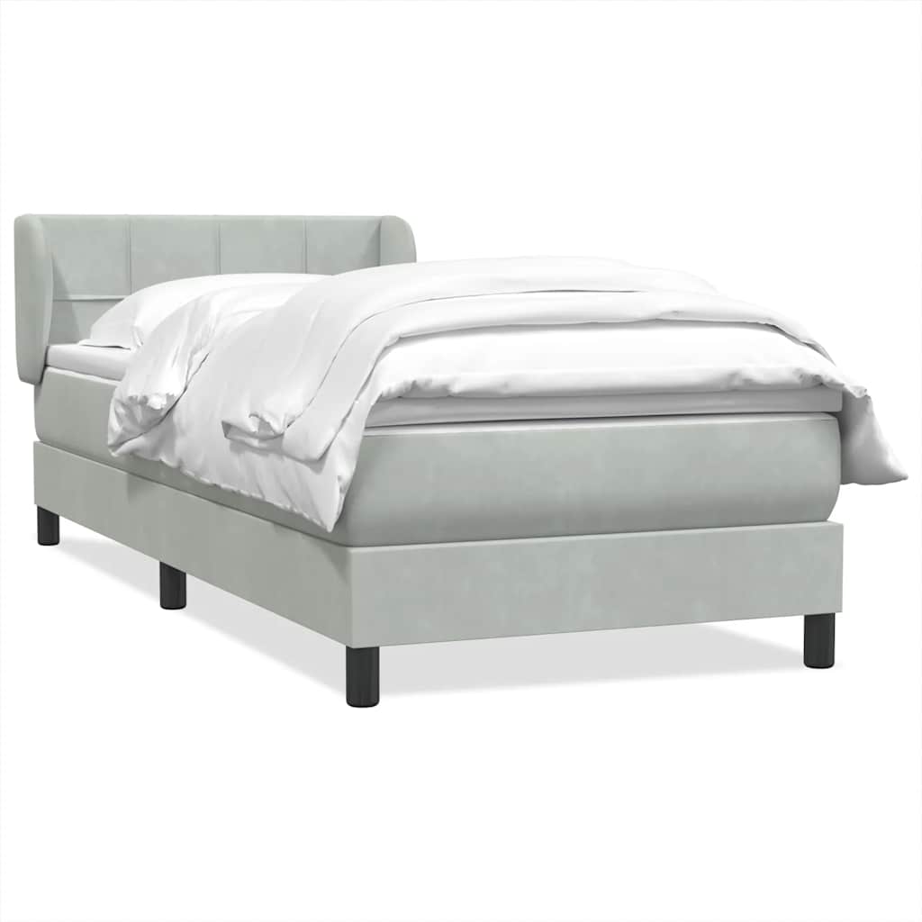 Box Spring krevet s madracem svijetlo sivi 80x220 cm samt