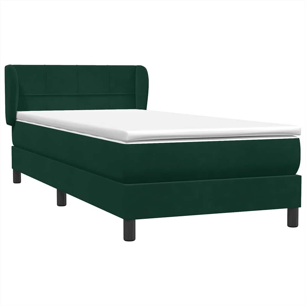 Box Spring krevet s madracem tamnozeleni 80x220 cm baršun
