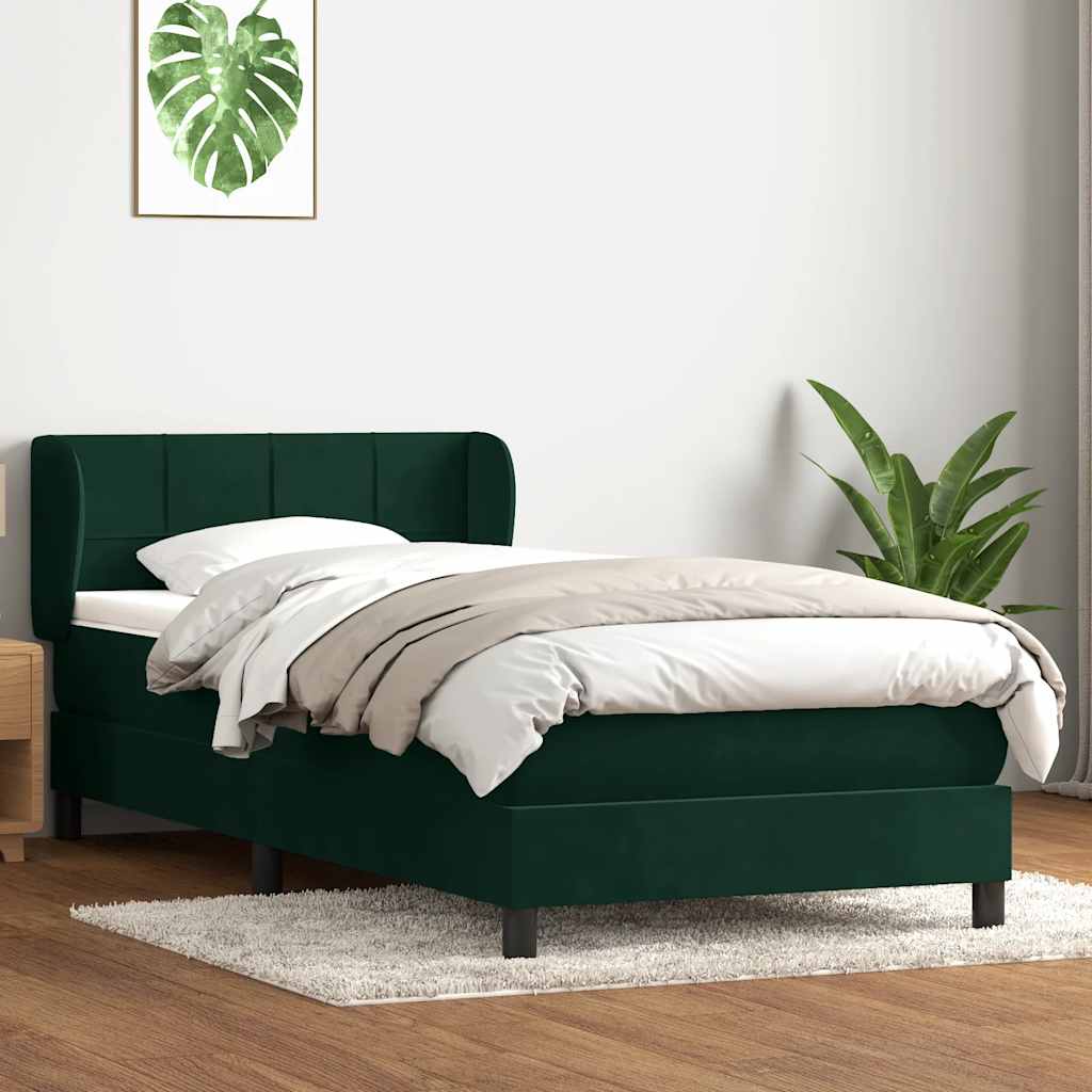 Box Spring krevet s madracem tamnozeleni 80x220 cm baršun