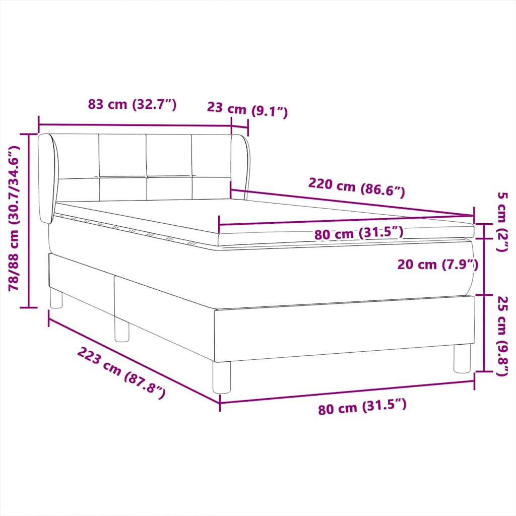 Box spring krevet s madracem ružičasti 80 x 220 cm baršunasti