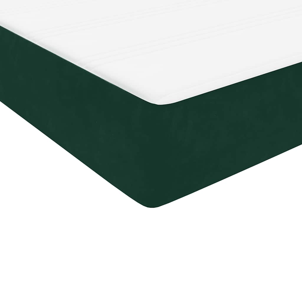 Krevet s oprugama s madracima tamno zeleni 180x220 cm baršun