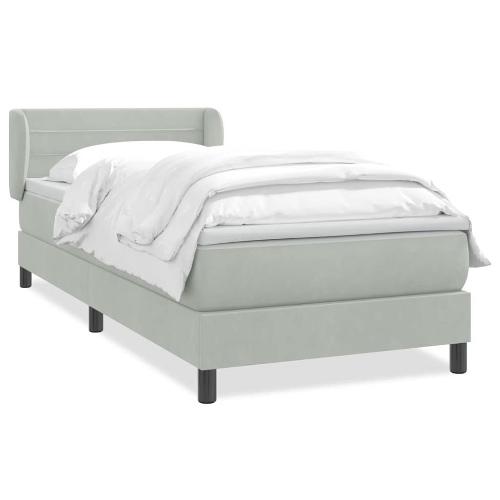 Box Spring krevet s madracem svijetlo sivi 80x210 cm baršun
