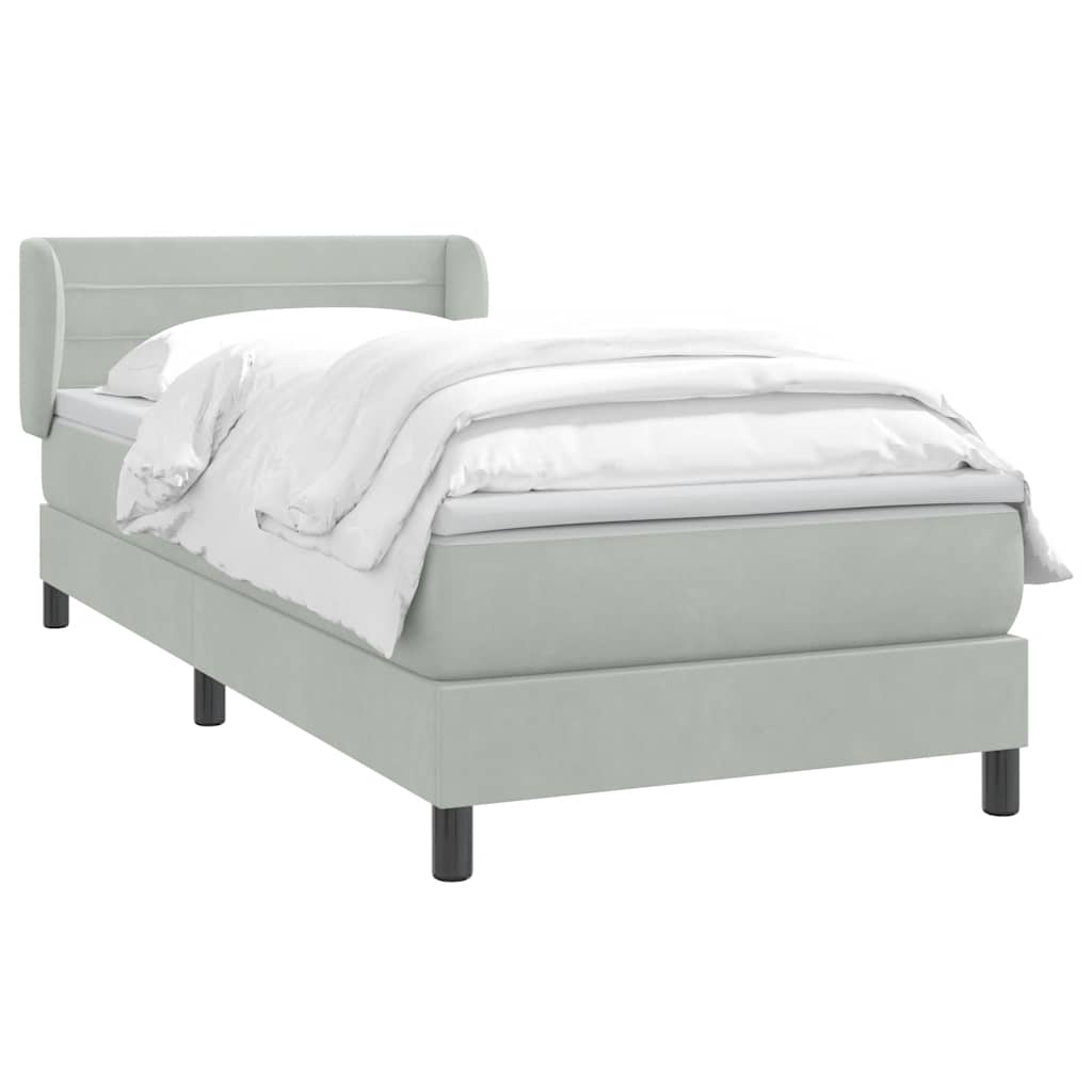Box Spring krevet s madracem svijetlo sivi 80x210 cm baršun