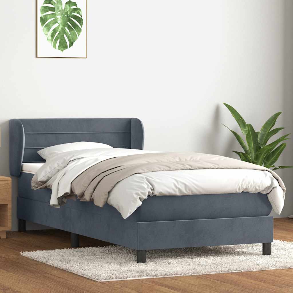 Box Spring krevet s madracem tamno sivi 80x210 cm baršun