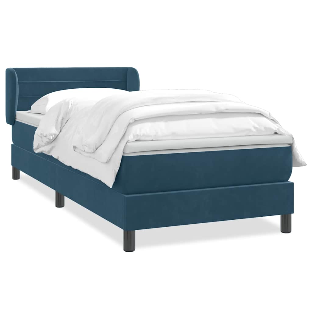 Box Spring krevet s madracem tamnoplavi 80x210 cm baršun