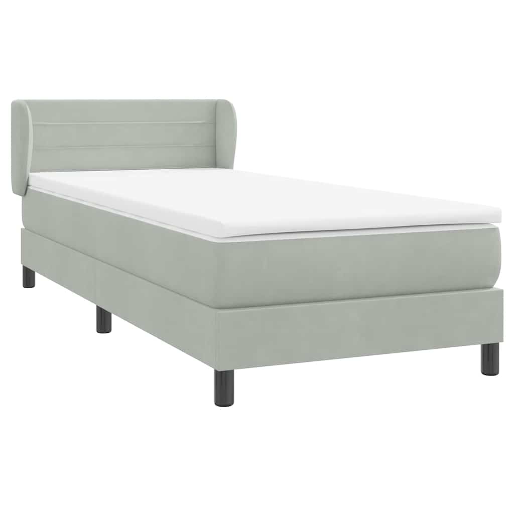 Box Spring krevet s madracem svijetlo sivi 80x220 cm samt