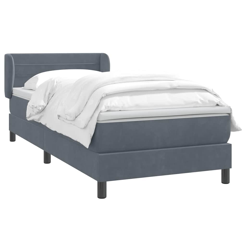 Box spring krevet s madracem tamnosivi 80 x 220 cm baršunasti