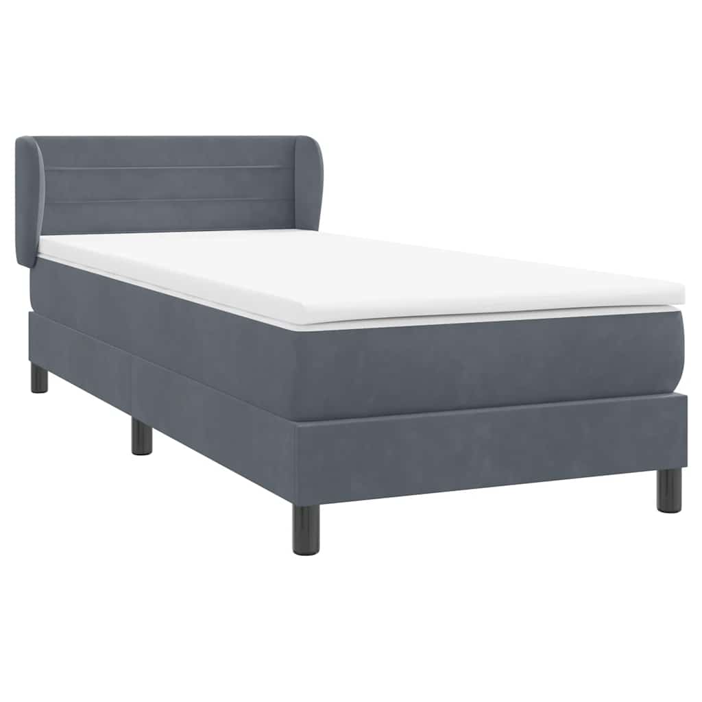 Box spring krevet s madracem tamnosivi 80 x 220 cm baršunasti