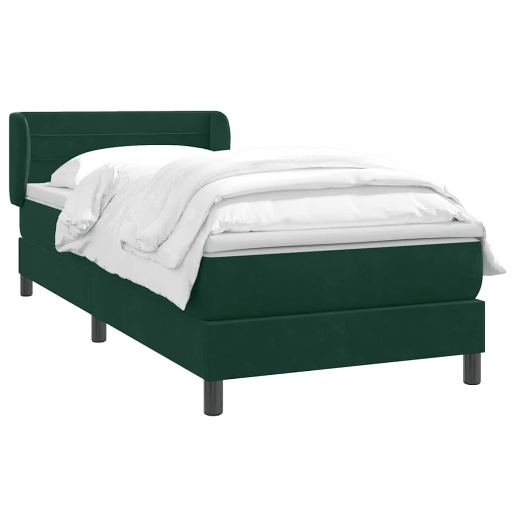 Box Spring krevet s madracem tamnozeleni 80x220 cm baršun