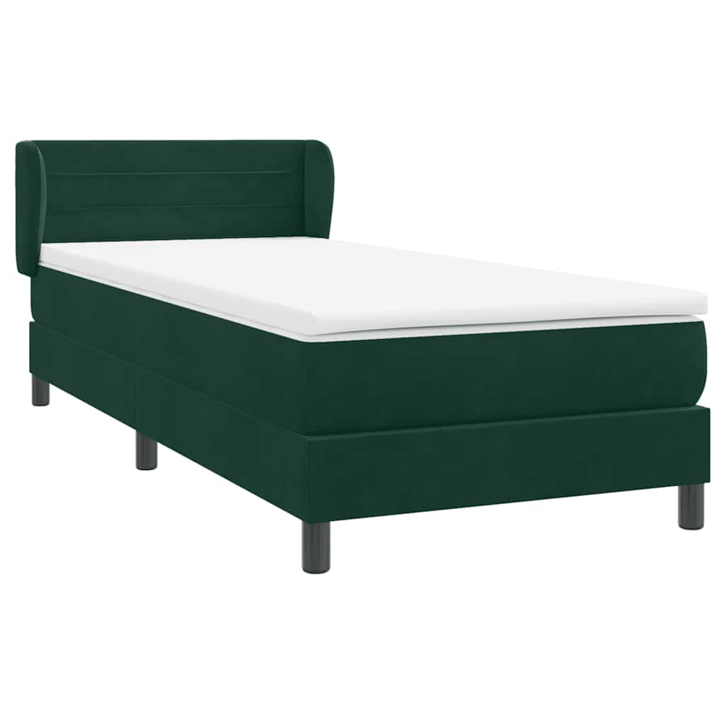 Box Spring krevet s madracem tamnozeleni 80x220 cm baršun