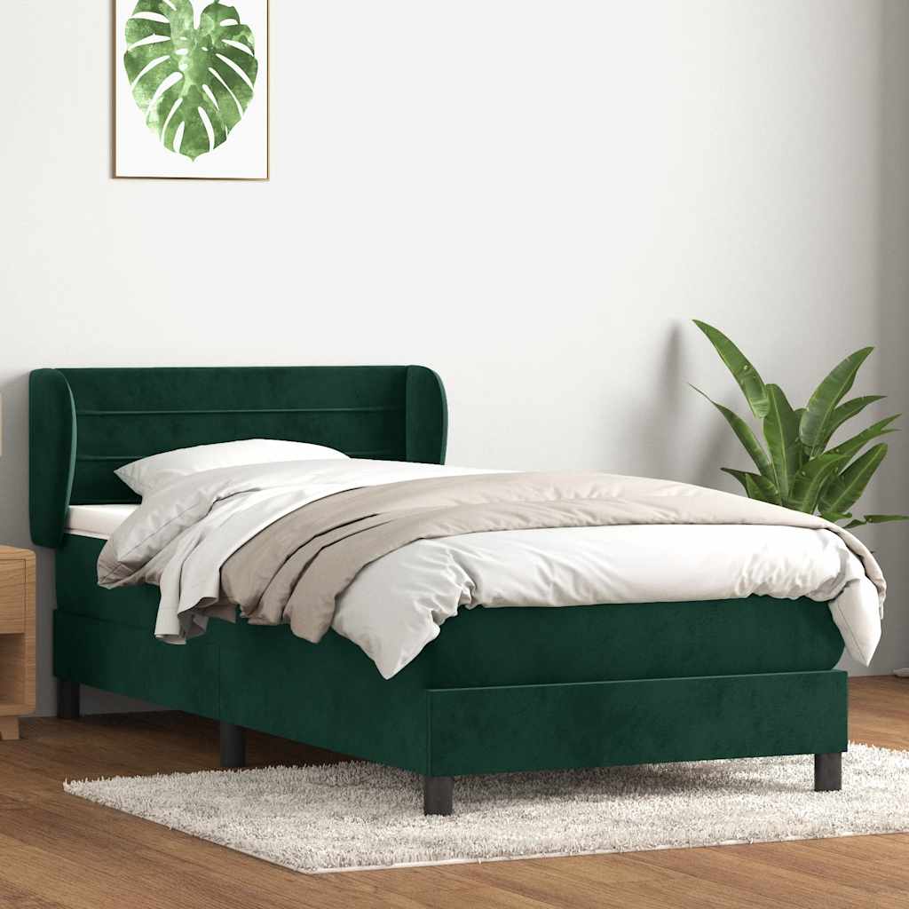 Box Spring krevet s madracem tamnozeleni 80x220 cm baršun