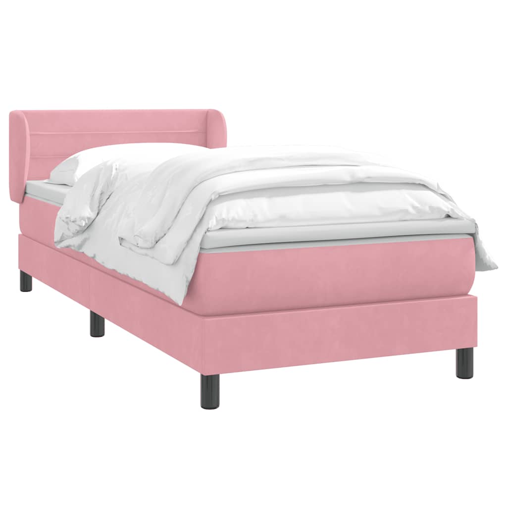 Box spring krevet s madracem ružičasti 90x220 cm baršunasti