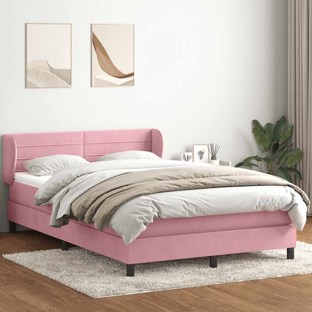 Box Spring krevet s madracem ružičasti 140x220 cm baršun