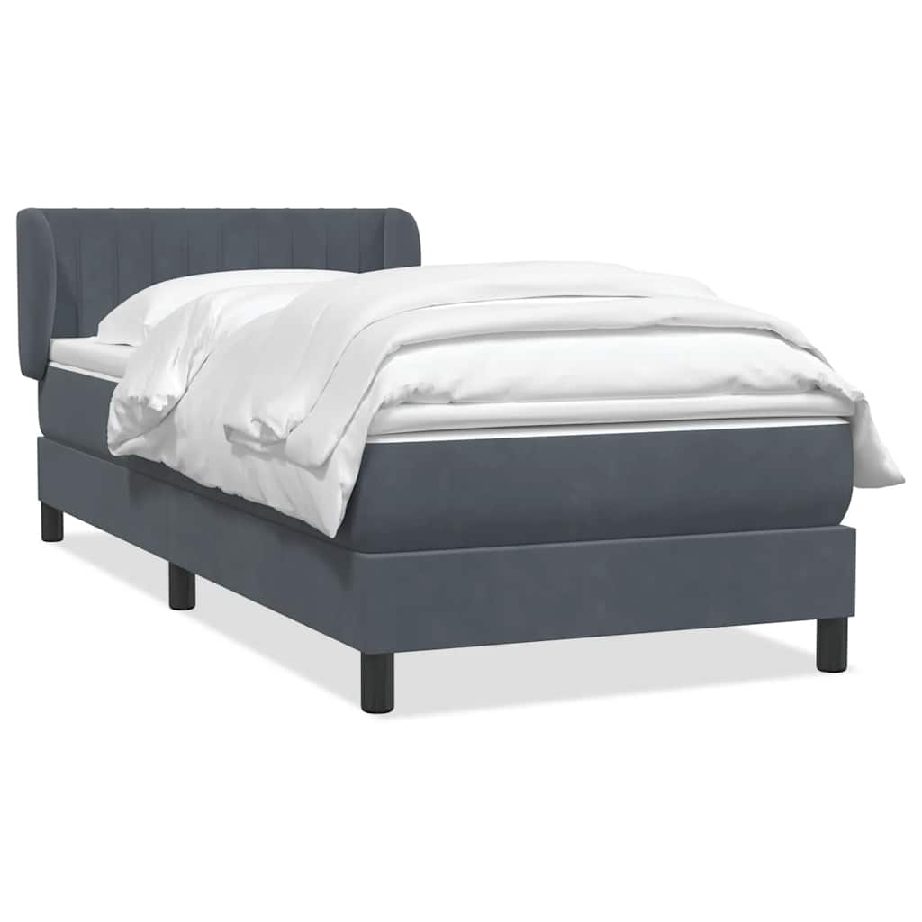 Box Spring krevet s madracem tamno sivi 80x210 cm baršun