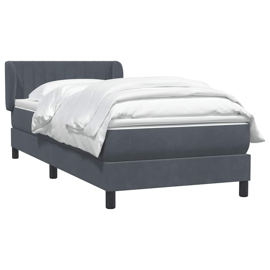 Box Spring krevet s madracem tamno sivi 80x210 cm baršun