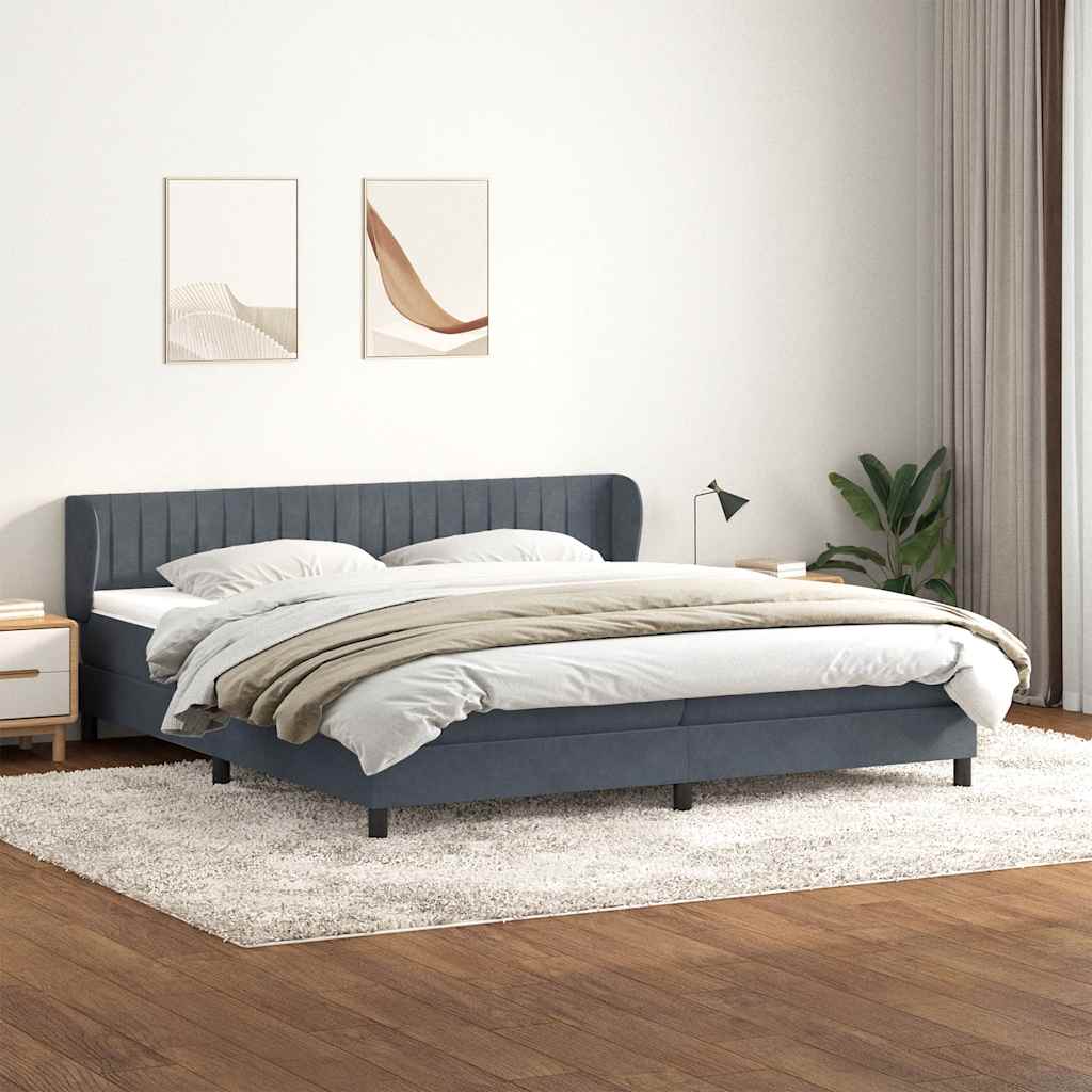 Box Spring krevet s madracima tamno sivi 180x210 cm baršun