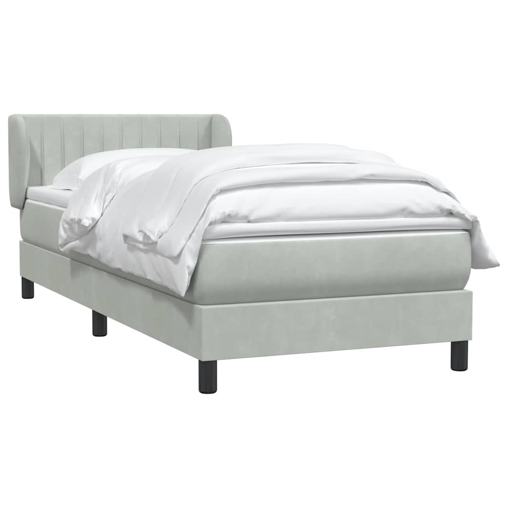 Box Spring krevet s madracem svijetlo sivi 80x220 cm samt