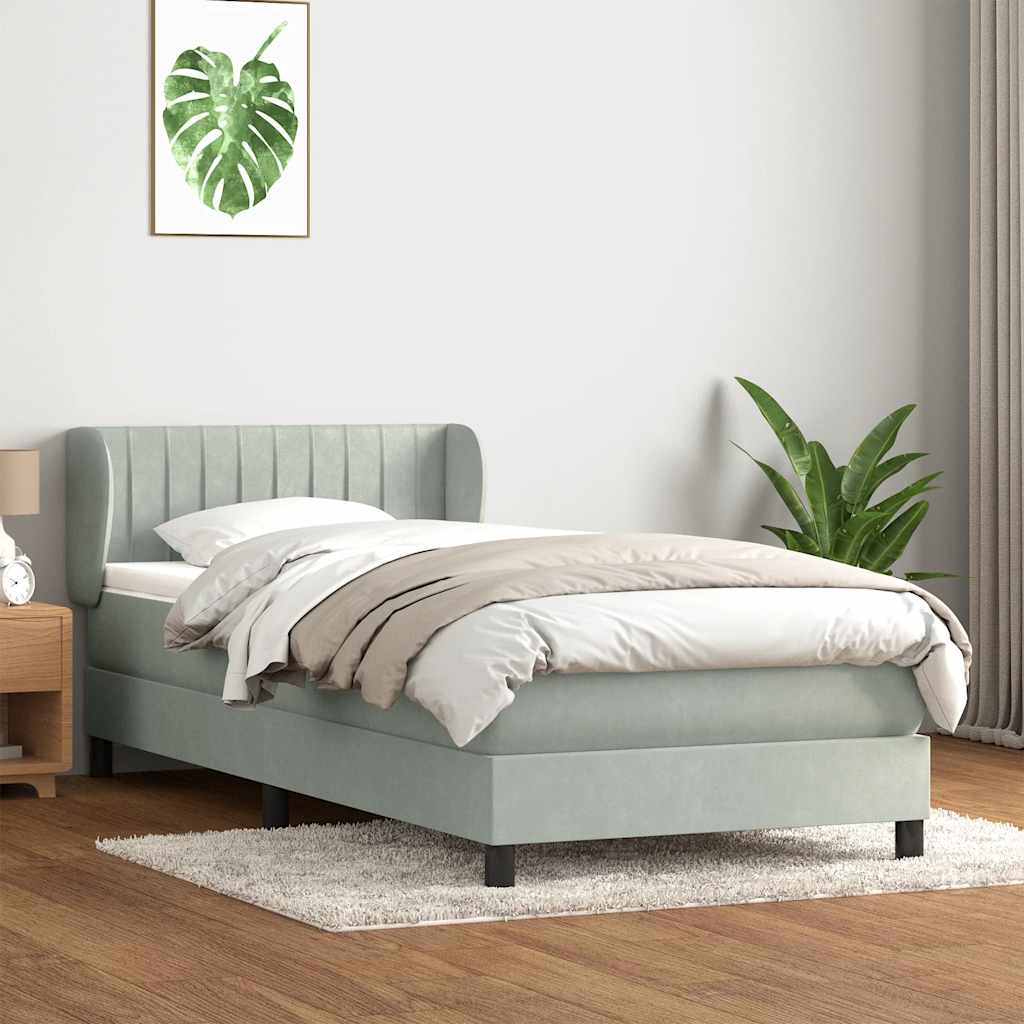 Box Spring krevet s madracem svijetlo sivi 80x220 cm samt