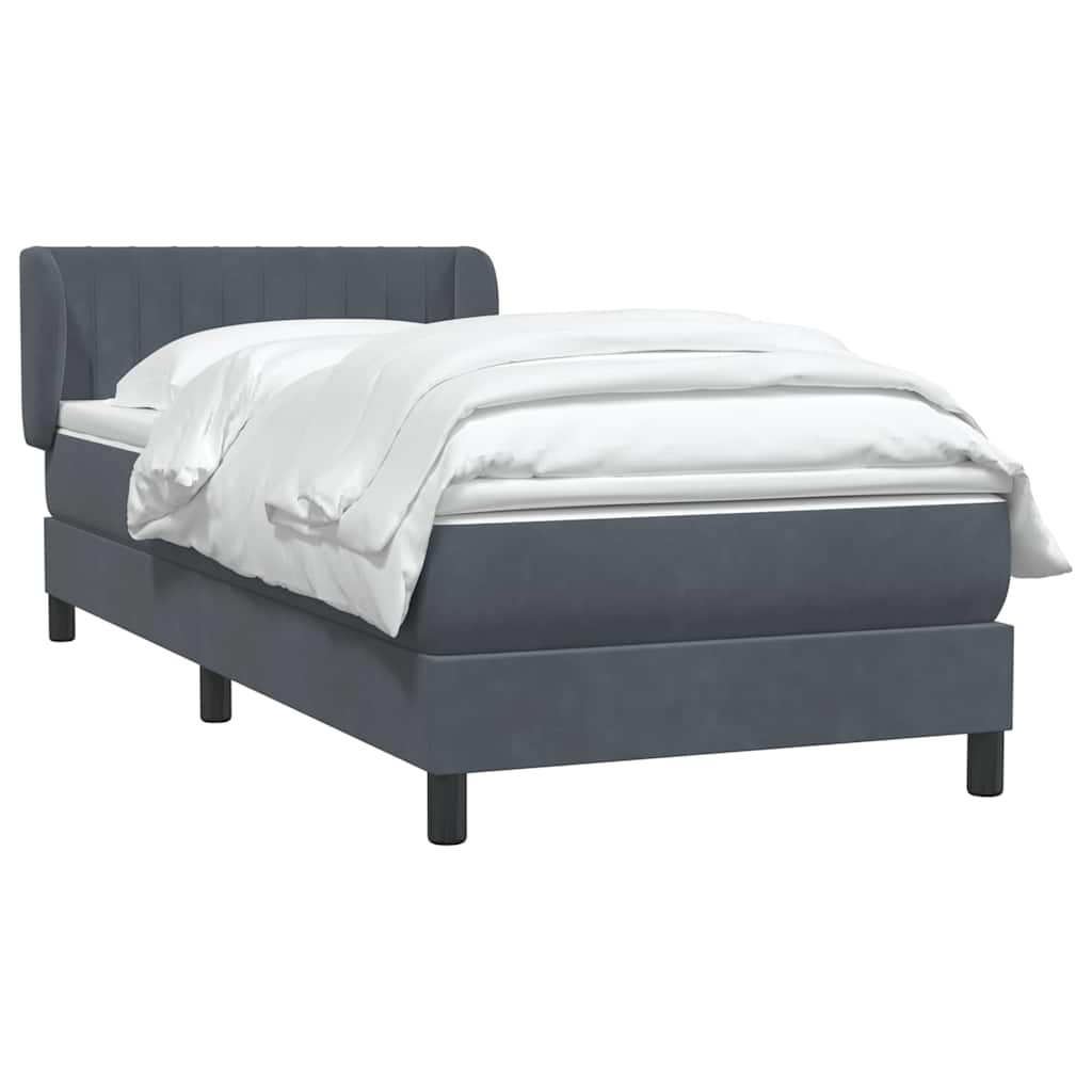 Box spring krevet s madracem tamnosivi 80 x 220 cm baršunasti