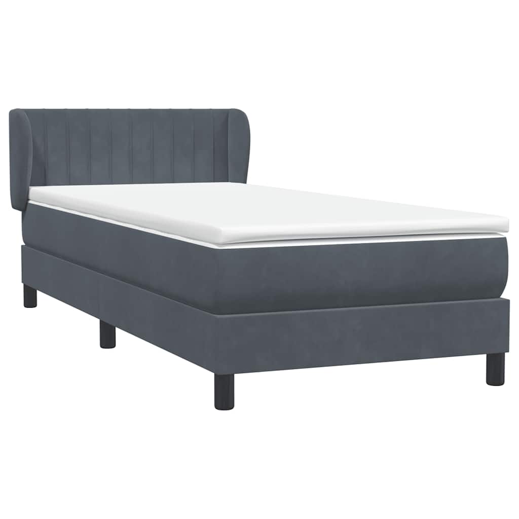 Box spring krevet s madracem tamnosivi 80 x 220 cm baršunasti