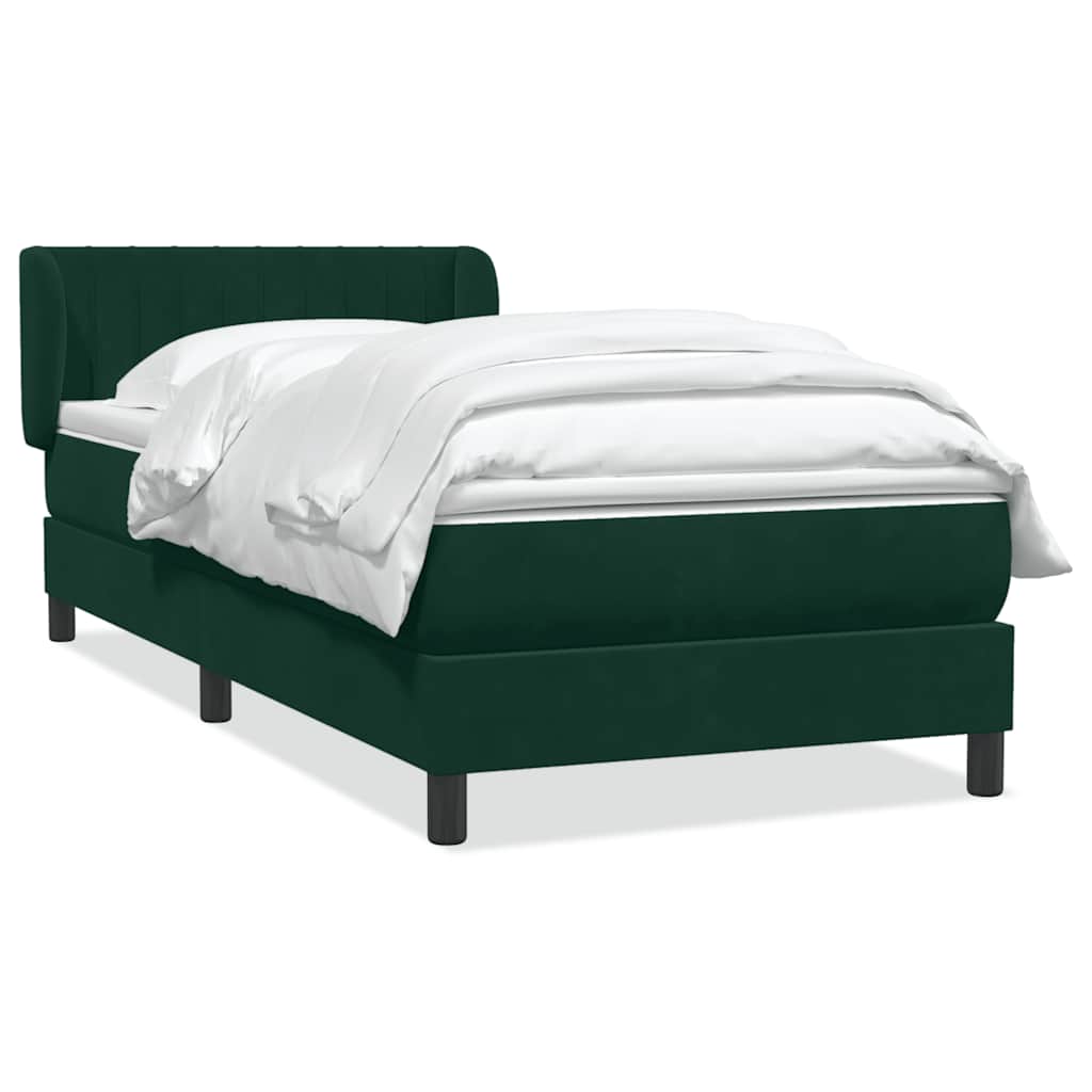 Box Spring krevet s madracem tamnozeleni 80x220 cm baršun