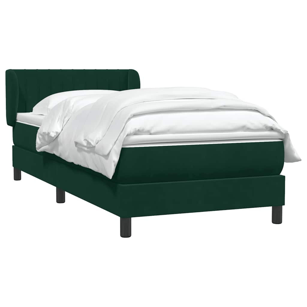 Box Spring krevet s madracem tamnozeleni 80x220 cm baršun