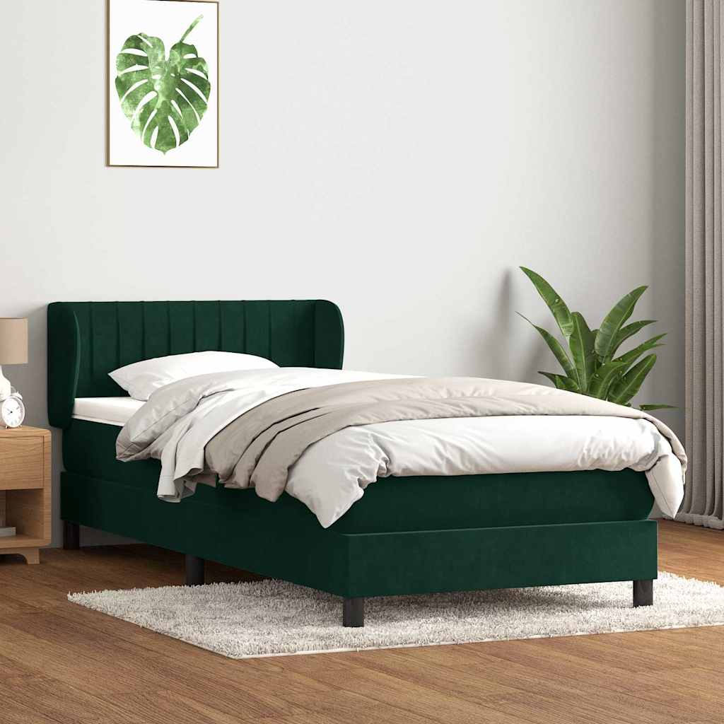 Box Spring krevet s madracem tamnozeleni 80x220 cm baršun
