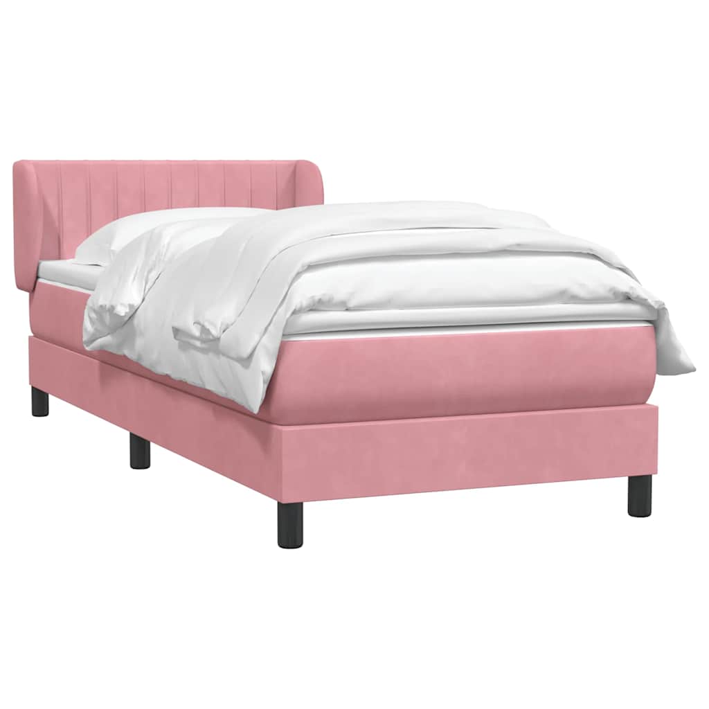 Box spring krevet s madracem ružičasti 90x220 cm baršunasti